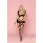 Womens 4 pcs lingerie set bra garter belt stockings black