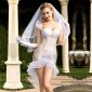 Sexy 4-tlg Brautkleid Hochzeitskleid Kostüm Weiß Einheitsgröße (34,36,38)