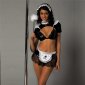 Sexy 8 pcs lacquer costume french maid outfit black-white Onesize (UK 8,10,12)