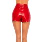 Sexy Damen Kunstleder Skort Shorts mit Knöpfen Rot