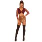 Sexy womens faux leather skort shorts with buttons camel