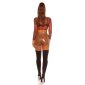 Sexy womens faux leather skort shorts with buttons camel