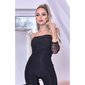 Womens Bardot jumpsuit with long chiffon sleeves black