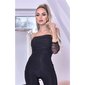 Womens Bardot jumpsuit with long chiffon sleeves black UK 10/12 (S/M)