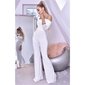 Womens Bardot jumpsuit with long chiffon sleeves creme-white UK 12/14 (M/L)