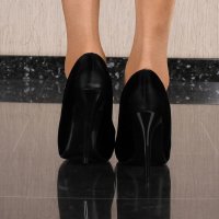 Sexy womens high heel court shoes glossy black