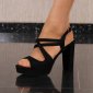 Womens velour strappy sandals with block heel black UK 6
