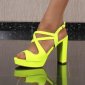 Damen Riemchen-Sandaletten mit Blockabsatz Neon Gelb EUR 38