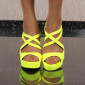 Damen Riemchen-Sandaletten mit Blockabsatz Neon Gelb EUR 41