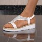 Flache Damen Riemchensandalen mit Strass Weiß