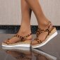 Elegante Damen Riemchensandalen Sommerschuhe Leopard