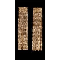Edle Damen Ohrhänger mit Kettchen und Strass Gold