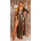 Edle Damen Ohrhänger mit Kettchen und Strass Gold