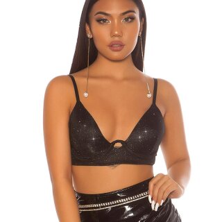 Sexy party crop top with glitter black