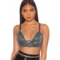 Sexy bauchfreies Party Träger-Top mit Glitzer Silber