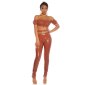 Sexy cropped womens off-the-shoulder top in latex look bronze