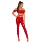 Sexy cropped womens off-the-shoulder top in latex look red Onesize (UK 8,10,12)