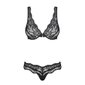 2 pcs womens lingerie set lace underwear bra thong black