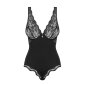 Sexy Damen String-Body Teddy Negligé mit Spitze Schwarz