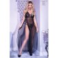 Langes Negligee Kleid aus Tüll transparent Dessous Schwarz