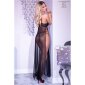 Langes Negligee Kleid aus Tüll transparent Dessous Schwarz