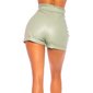 Sexy Damen Shorts aus Kunstleder Hotpants mit Gürtel Hellgrün