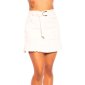 Faux leather pleated mini skirt with belt creme-white