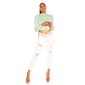 Cropped womens long-sleeved shirt with gathers light green