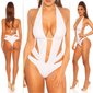 Sexy Neckholder Monokini Brazil-Cut Beachwear Weiß