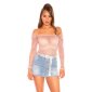 Womens off-the-shoulder shirt transparent with frills antique pink