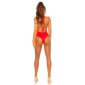 Sexy halterneck monokini Brazil cut beachwear red UK 10 (S)