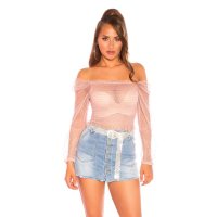 Womens off-the-shoulder shirt transparent with frills...