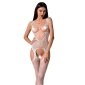 Sexy crotchless mesh bodystocking catsuit lingerie white