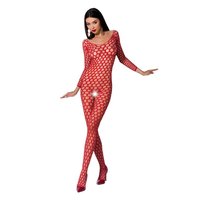 Sexy crotchless fishnet bodystocking catsuit lingerie red