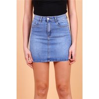 Sexy skinny womens stretch jeans mini skirt used look blue