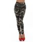 Damen High Waist Röhrenjeans Army-Look Camouflage Olivgrün