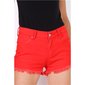Kurze Damen Jeans Hotpants Shorts mit ausgefranstem Saum Rot