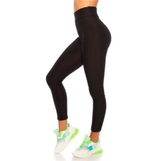 Womens high waist sport leggings with pattern black UK 10/12 (S/M)