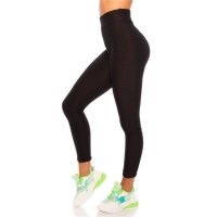Womens high waist sport leggings with pattern black UK...