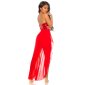 High Low Bandeau Abendkleid mit Pailletten und Chiffon Rot