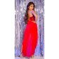 High Low Bandeau Abendkleid mit Pailletten und Chiffon Rot