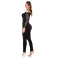 Damen Overall Hosenanzug mit Carmen-Ausschnitt Schwarz