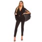 Damen Overall Jumpsuit mit integriertem Cape Schwarz