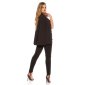 Womens overall jumpsuit with integrated cape black