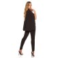 Damen Overall Jumpsuit mit integriertem Cape Schwarz