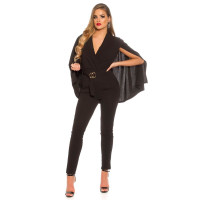 Womens overall jumpsuit with integrated cape black Onesize (UK 8,10,12)