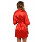 Kurzer Damen Satin Morgenmantel Kimono mit Gürtel Rot