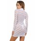Transparent clubwear lace mini dress with zipper white UK 14/16 (L/XL)