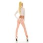 Trendige Damen Hüftjeans mit dicken Kontrastnähten Rosa