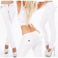 Trendy womens low-rise jeans with thick stitching white